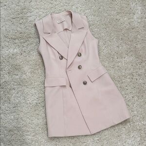 Pink Sleeveless Double-Breasted Vest